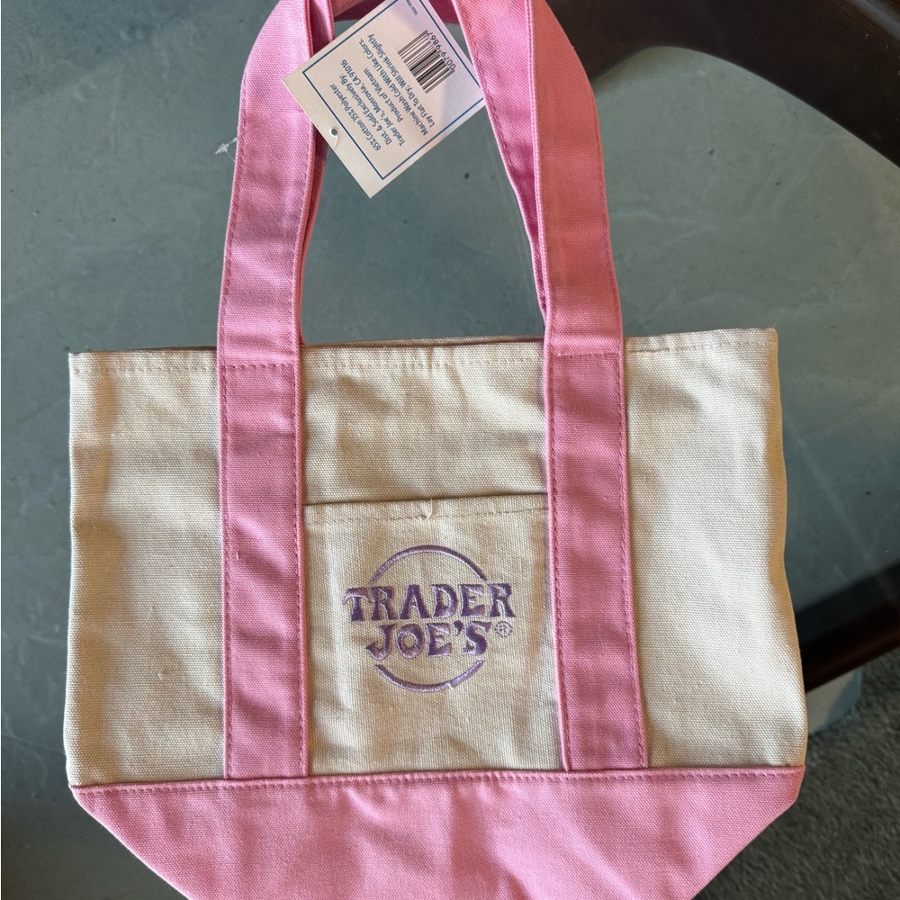 Trader Joe's Pink and Cream Tote Bag